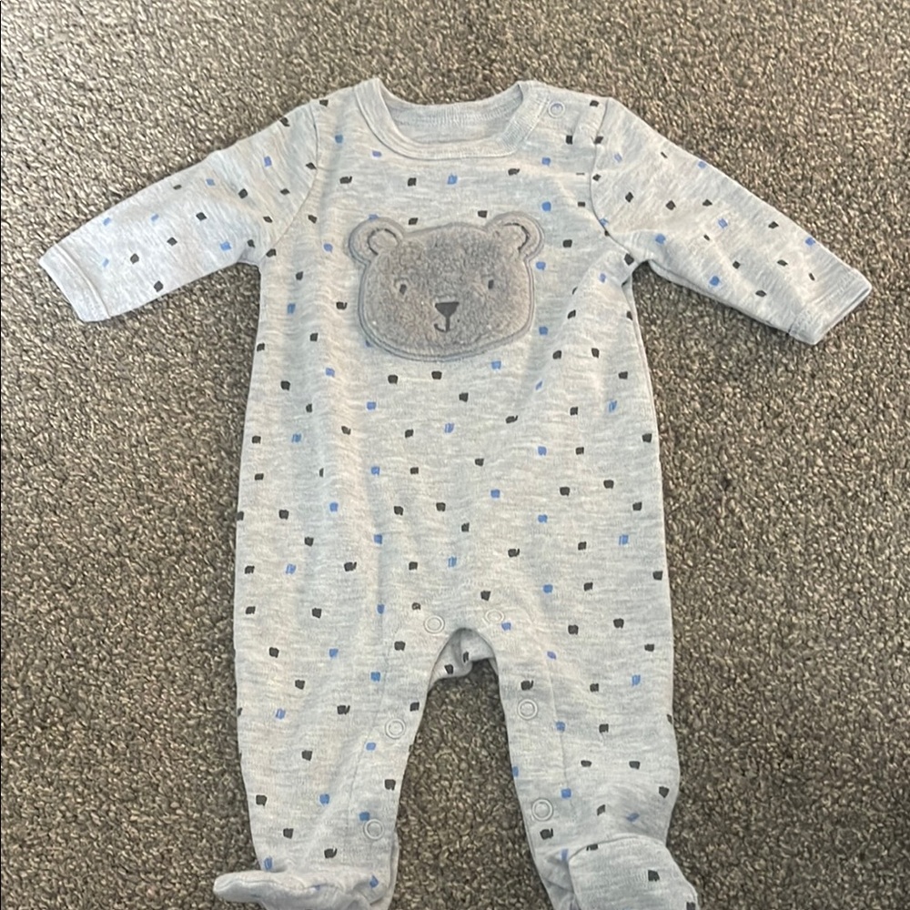 Gray Bear Print Kids One Piece